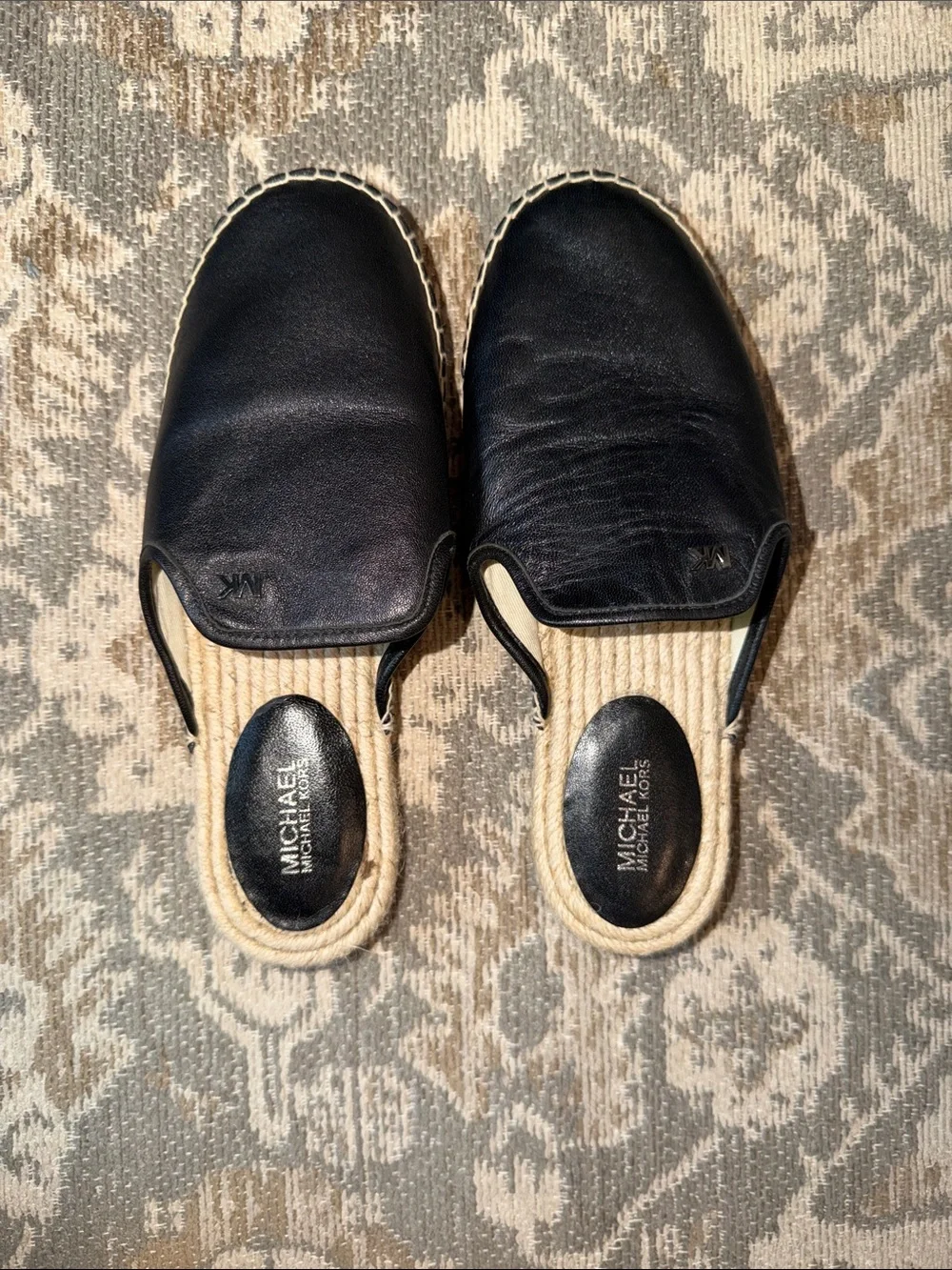 Michael Kors Black Leather Espadrille Mule Slip-Ons size 7 like new
